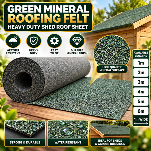 Green mineral roofing felt - green,
